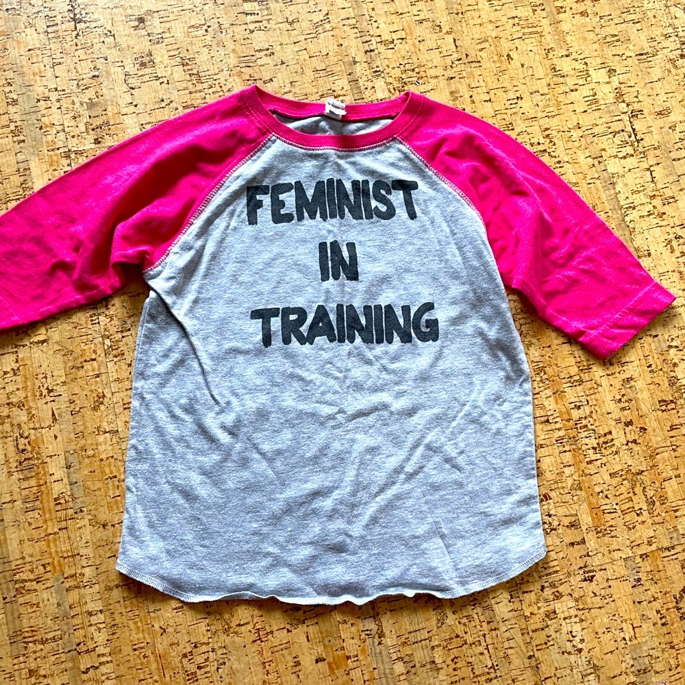 Free to Be Feminist in Training kids baseball tee